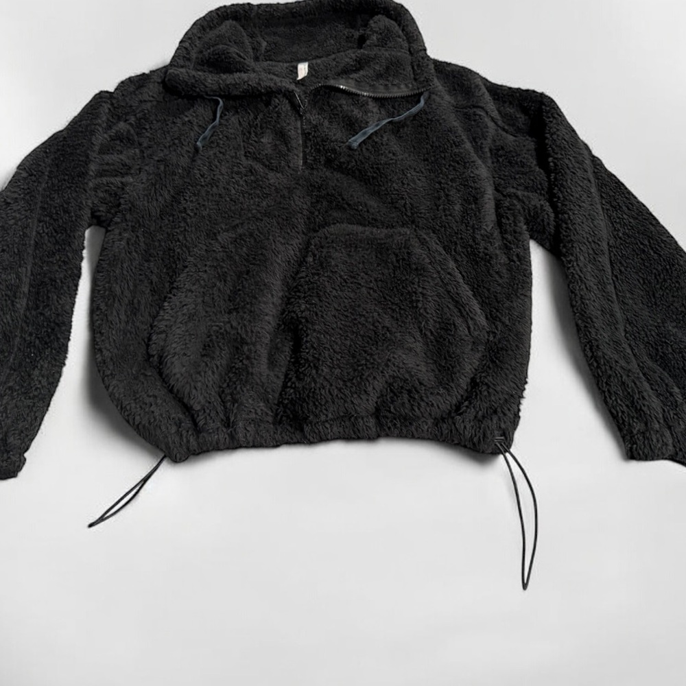 Free People Movement fuzzy Sherpa Pull-Over women’s size Small Black 1/4 zip. - Picture 6 of 8